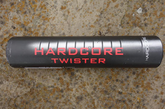 Schultz & Larsen Micro CF moderator, black cylinder with red text, compact design, 160mm length, 34mm diameter, muzzle forward fitting, 256g weight.