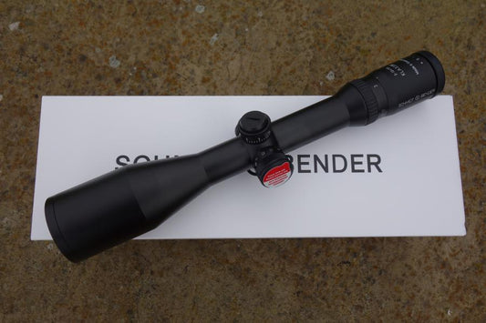 Schmidt & Bender Classic 3-12x50 Rifle Scope on a white box, featuring an illuminated L3 reticule and ASV BDC elevation turret for precise adjustments.