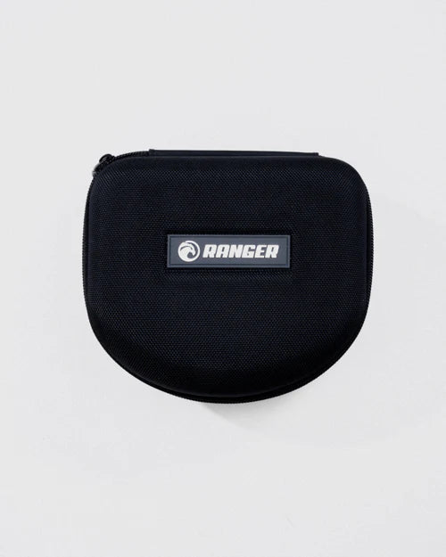 Ranger SuperShot - Black Frame & 3 Lens Magnetic Kit featuring a sleek black protective case with logo, designed for versatile clay shooting eyewear storage.