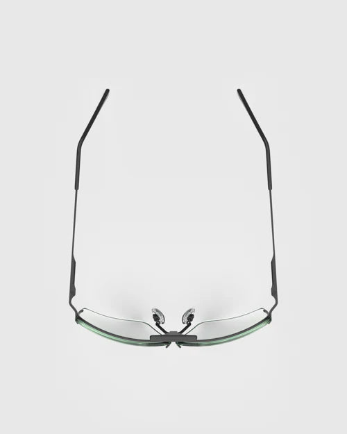 Ranger Edge Frame | Matte Black: Sleek black sunglasses with angular lenses, adjustable nose bridge, and arms for a custom fit. Ideal for professional optical performance.