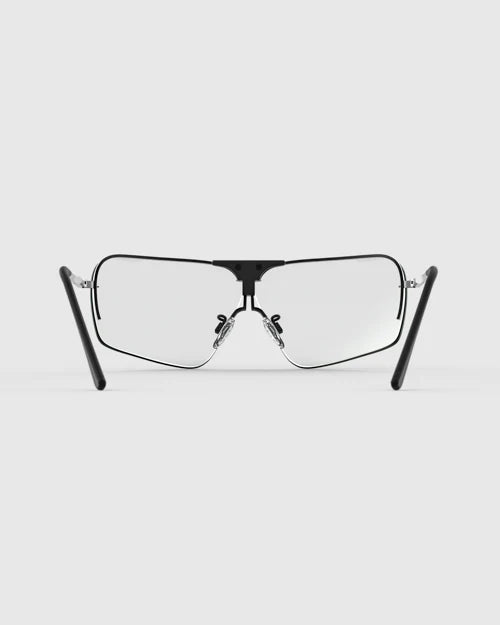 Ranger Edge Frame | Matte Black: Black-framed glasses with angular lenses, adjustable nose bridge, and skull temples, designed for optimal fit and anti-fog performance.