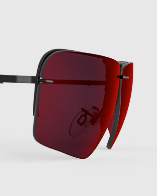 Ranger Edge Lens sunglasses feature bold red lenses, designed for optimal vision with RIACT A.I & Claysight technology, available in multiple colors.