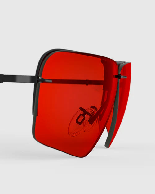 Ranger Edge Lens sunglasses by RIACT A.I & Claysight, showcasing sleek red frames and stylish design; part of the multiple colors collection.