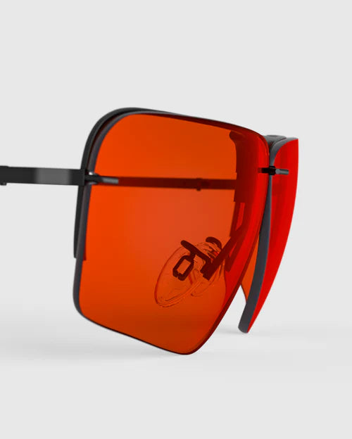 Ranger Edge Lens sunglasses featuring sleek design, orange lenses, and advanced RIACT A.I & Claysight technology for enhanced vision. Available in multiple colors.