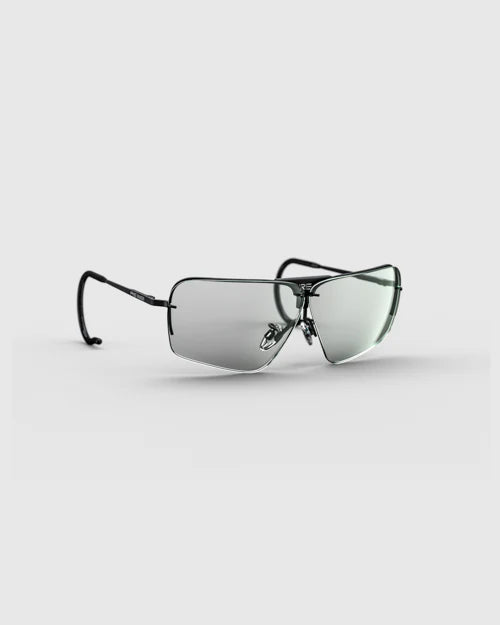 Ranger Edge Frame | Matte Black sunglasses featuring angular lenses and adjustable nose bridge for a custom fit, displayed on a plain background.