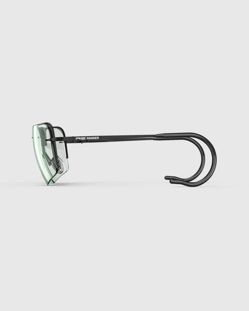 Ranger Edge Frame | Matte Black sunglasses with sleek design, angular lenses, adjustable nose bridge, and durable CombatCoat™ finish, co-designed for professional optical performance.
