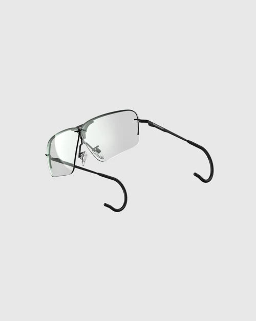 Ranger Edge Frame | Matte Black eyeglasses featuring angular lenses, adjustable nose bridge, and black hooks for a custom fit and professional optical performance.