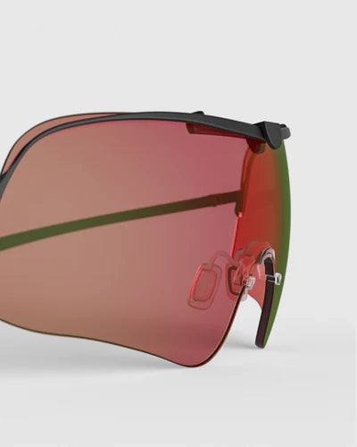 Close-up of Ranger Falcon Lens sunglasses, highlighting sleek design and advanced RIACT A.I & Claysight features, suitable for various activities.