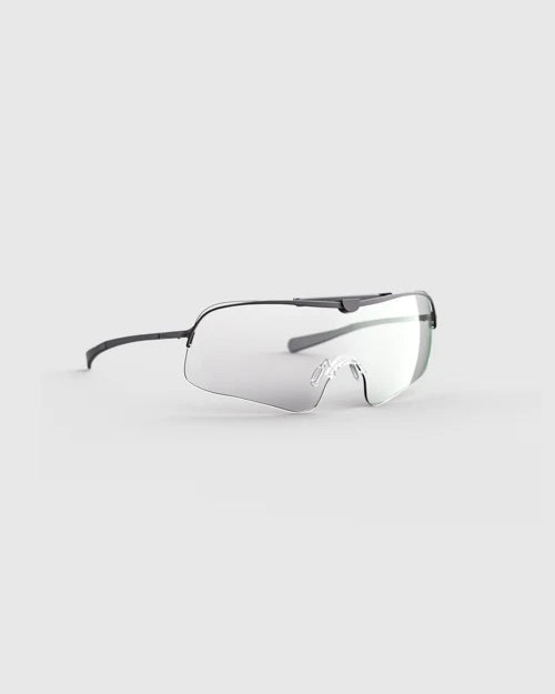 Ranger Falcon Pro Frame | Black safety glasses with sporty lens shape, soft silicone nose pads, and CombatCoat™ finish on a white surface.