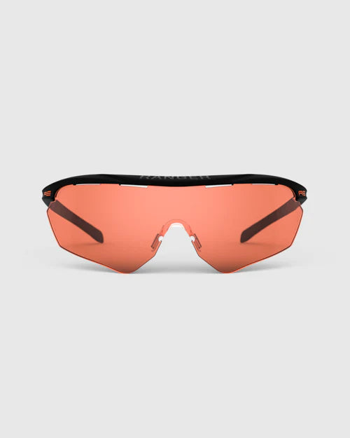 Ranger Phantom 2.0 Frame & 3 Lens Kit featuring matte black frames and orange lenses, ideal for clay shooting and outdoor activities.