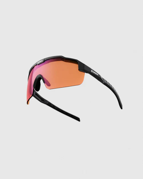 Ranger SuperShot - Black Frame & 3 Lens Magnetic Kit featuring a close-up of sunglasses with interchangeable lenses for diverse shooting conditions.