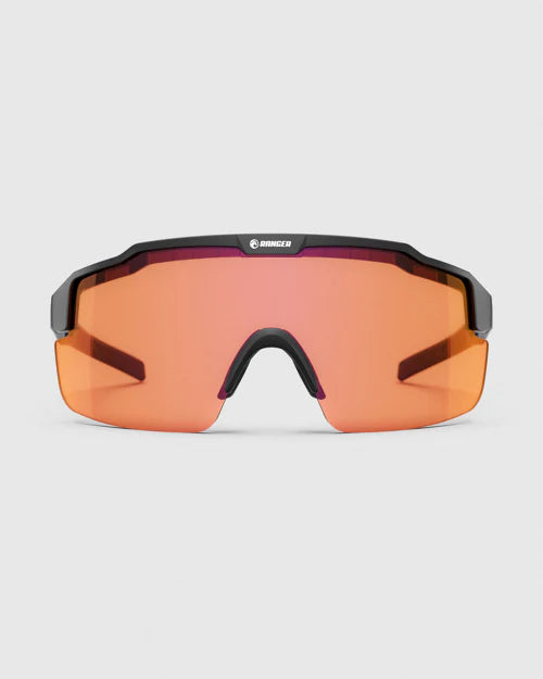 Ranger SuperShot - Black Frame & 3 Lens Magnetic Kit featuring sleek sunglasses with interchangeable lenses for optimal clarity in shooting conditions.