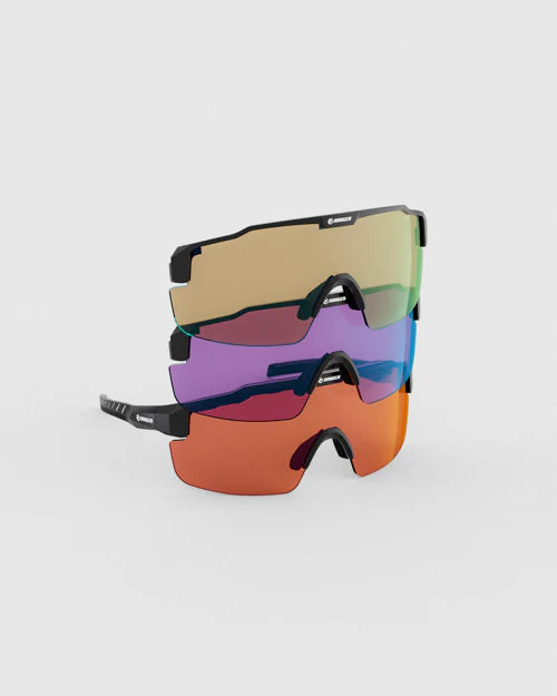 Ranger SuperShot - Black Frame & 3 Lens Magnetic Kit featuring interchangeable lenses displayed, highlighting versatility for optimal clarity in various shooting conditions.