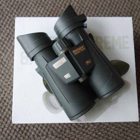 Steiner Ranger Xtreme 8x42 Binoculars on display, showcasing its compact design and precision optics, ideal for outdoor enthusiasts seeking clear, detailed views.
