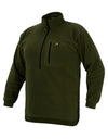 Swazi Bush Shirt, a green fleece jumper with a zipper, snug cuffs, high collar, and clean lines, made from durable 280gsm polar fleece.