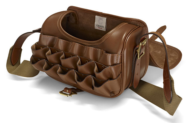 Croots Byland Leather Loaders Bag with strap and front pocket, designed for quick loading and easy carrying.