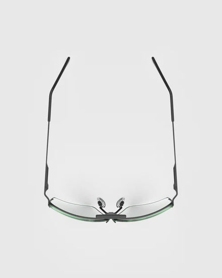Ranger Edge Frame | Matte Black: Sleek black sunglasses with angular lenses, adjustable nose bridge, and arms for a custom fit. Ideal for professional optical performance.