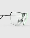 Ranger Edge Frame | Matte Black: Sleek glasses with clear lenses, featuring adjustable nose bridge and arms for a custom fit, designed for optimal optical performance.