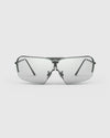 Ranger Edge Frame | Matte Black sunglasses with clear lenses, featuring a sleek design, adjustable nose bridge, and angular lenses to prevent fogging.