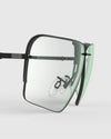Ranger Edge Lens sunglasses featuring a sleek design, part of the RIACT A.I & Claysight collection, showcasing a close-up of the frame and lenses.