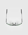 Ranger Edge Frame | Matte Black sunglasses with sleek black design, green angular lenses, adjustable nose bridge, and arms for a custom fit.