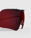 Close-up of Ranger Falcon Lens sunglasses featuring sleek design, part of RIACT A.I & Claysight collection, showcasing precision eyewear craftsmanship.