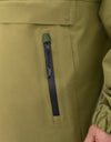 Swazi Kagoule Anorak | Quiet Waterproof Hunting Jacket showcasing water-resistant zippers, top opening pocket, and adjustable features, ideal for hunters needing accessible, dry storage.