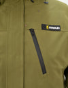 Swazi Kagoule Anorak, a close-up of the waterproof hunting jacket, featuring water-resistant YKK zips, hood, and pockets, emphasizing its functional design.