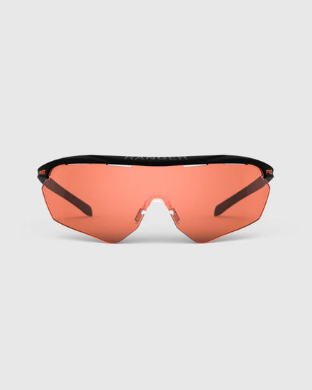 Ranger Phantom 2.0 Frame & 3 Lens Kit featuring matte black frames and orange lenses, ideal for clay shooting and outdoor activities.