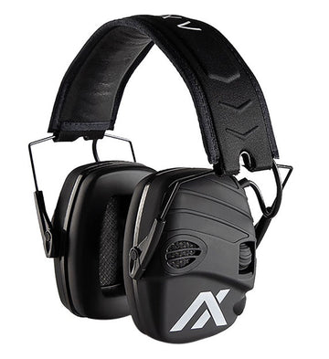SportEAR Trackr Electronic Ear Defenders, close-up view showcasing the compact design and earmuff features, ideal for shooting sports with hearing protection and clarity.