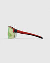 Ranger SuperShot - Crimson Frame & 3 Lens Magnetic Kit featuring red and black sunglasses with yellow lenses, designed for optimal clarity in various shooting conditions.