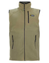 Swazi Sherpa Vest, a green fleece gilet with YKK® zippered pockets and a versatile collar, designed for warmth and practicality.