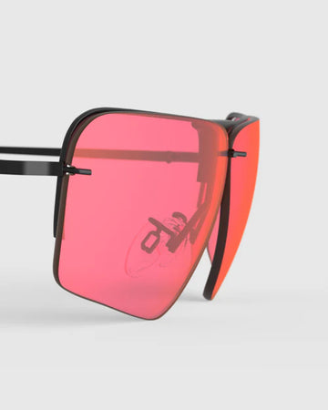 Ranger Edge Lens sunglasses from RIACT A.I & Claysight, showcasing sleek design with prominent pink lenses, ideal for stylish eyewear enthusiasts.